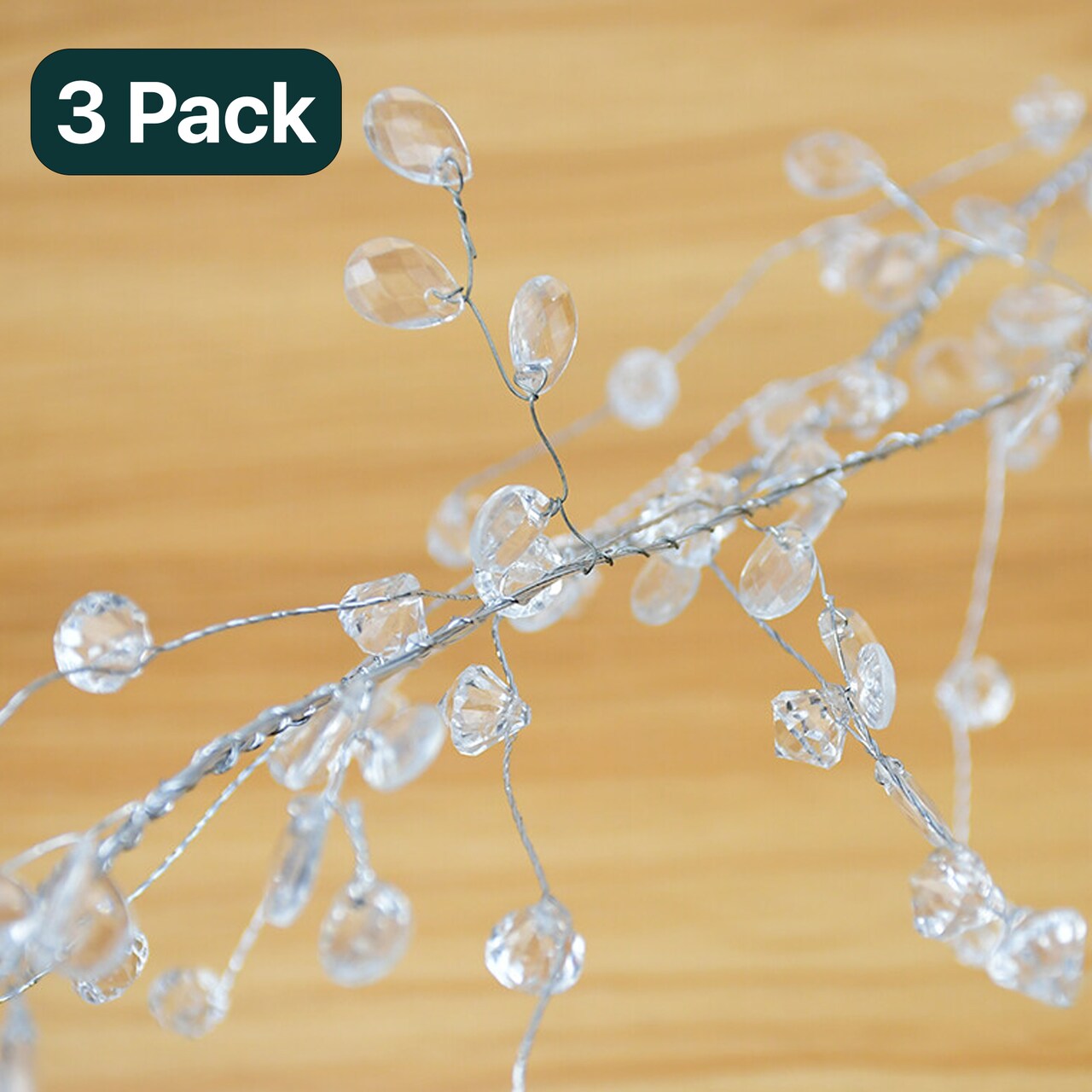 Dazzling Crystal Gem Fairy Lights — 40 LEDs on Silver Copper Wire